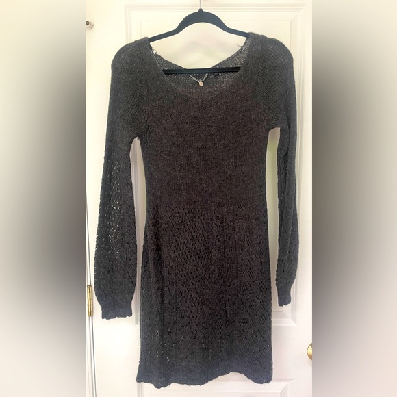 Anthropologie Knitted And Knotted Dark Grey Sweater Dress Women’s Fall - Picture 3 of 3